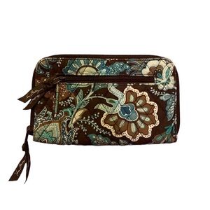 Vera Bradley Java Blue Floral Large Zipper Wallet/Clutch